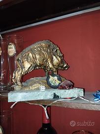 Statuetta raffigurante cinghiale in metallo