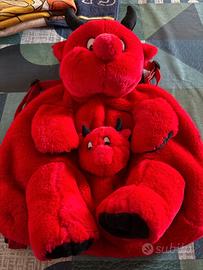 Zainetto a Peluche Rosso/Nero forma di Diavoletto.