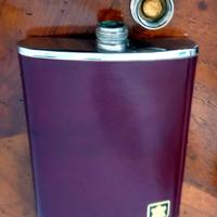 FIASCHETTA LIQUORE DA TASCA VINTAGE acciaio/pelle