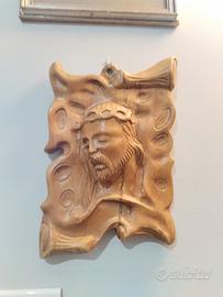 Scultura in Legno VOLTO DI CRISTO morente