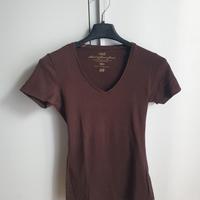 T-shirt marrone scollo a V minimal-Ottime Condizio