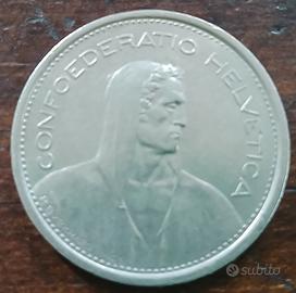 moneta 5 franchi svizzeri  1968