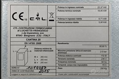 CALDAIA A PELLET CTL CANTINA 20 – 18 kW –