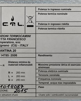CALDAIA A PELLET CTL CANTINA 20 – 18 kW –