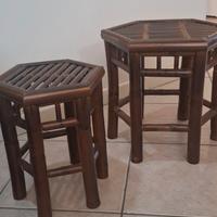 coppia sgabelli/tavolini  in legno