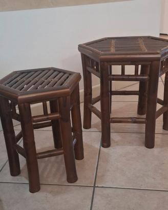 coppia sgabelli/tavolini  in legno