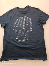 Maglietta cotone serigrafia puntinismo teschio 
