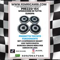 SET 4 COPRIMOZZI SMART 450 TAPPO RUOTA BORCHIA GRI