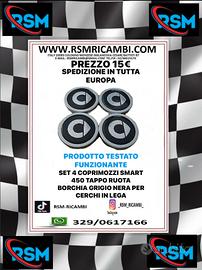 SET 4 COPRIMOZZI SMART 450 TAPPO RUOTA BORCHIA GRI