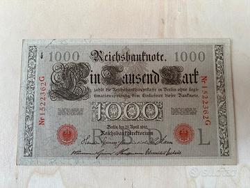 Banconota Reichsbanknote 1000 Marchi 1910 Rara