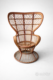 Poltrona in rattan vintage originale anni ’70
