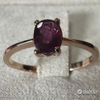 ANELLO SOLITARIO ORO ROSA 18kt. CON RUBINO OVALE