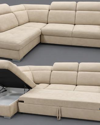 divano letto con penisola contenitore