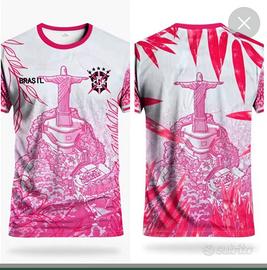 maglietta calcio brasile cristo redentore rosa