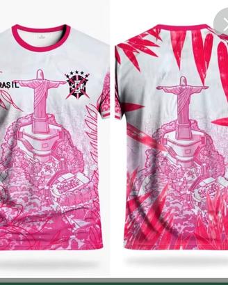 maglietta calcio brasile cristo redentore rosa