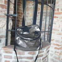 borsa, zaino in pelle argento 