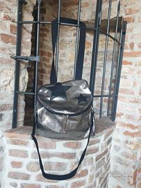 borsa, zaino in pelle argento 