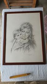 Cornice grande con disegno a carboncino 