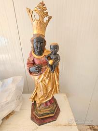 statua in legno madonna con bambino  dle 1700