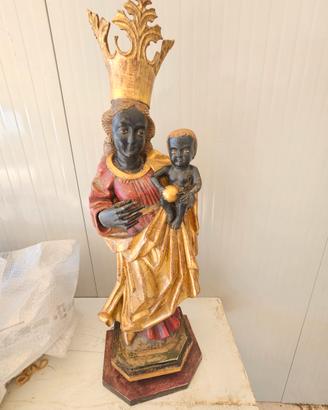 statua in legno madonna con bambino  dle 1700