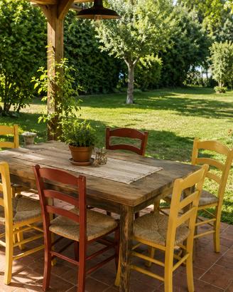 3 sedie legno massello e paglia