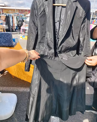Tailleur giacca e gonna raso nero List e Zara TG L