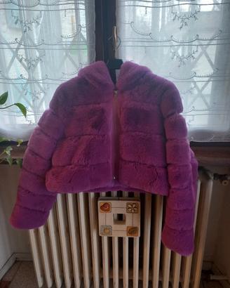 giacca di pelliccia fucsia non vera taglia.42