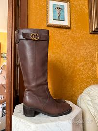 Gucci stivali alti vera pelle donna 38 marroni