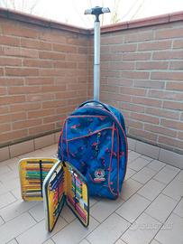 Zaino e astuccio con pastelli