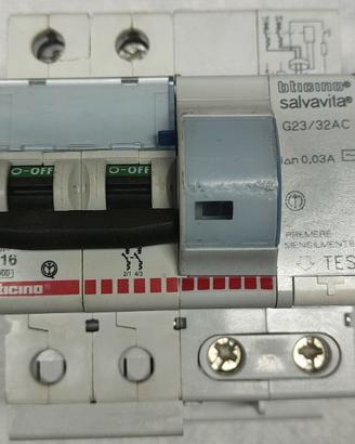Blocco differenziale Bticino G23/32AC + C16 6kA