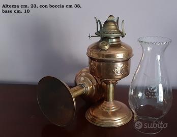 COPPIA ANTICHE LAMPADE OLIO  IN OTTONE