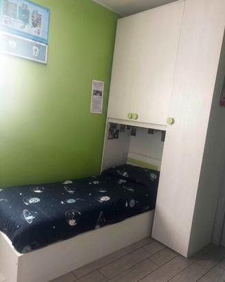 letto singolo contenitore e armadio ponte