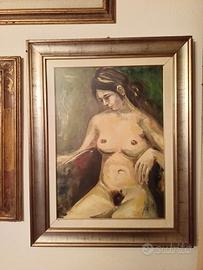 dipinto nudo olio su tela franco azzinari 1976