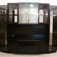 PARETE SOGGIORNO SEMINUOVO NERO LUCIDO-OPACO