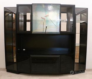 PARETE SOGGIORNO SEMINUOVO NERO LUCIDO-OPACO