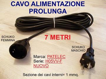 CAVO ALIMENTAZIONE PROLUNGA 7 METRI SCHUKO MAS+FEM
