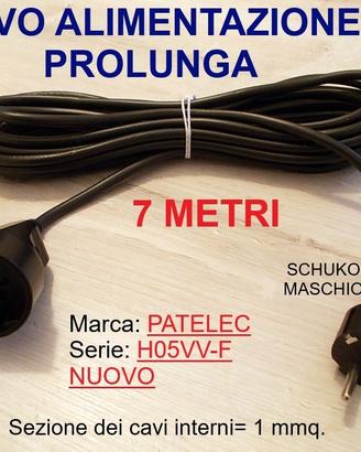 CAVO ALIMENTAZIONE PROLUNGA 7 METRI SCHUKO MAS+FEM