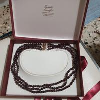 Collana a tre fili paralleli di granato naturale 