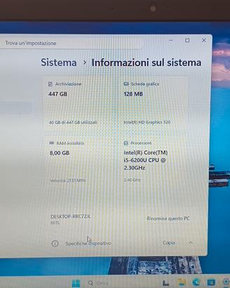Portatile i5  come nuovo 8 RAM 480 ssd win 11 pro