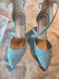 sandalo camoscio azzurro  in pelle 