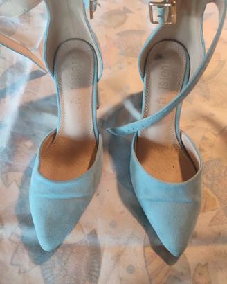 sandalo camoscio azzurro  in pelle 