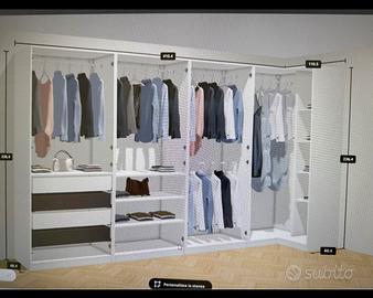 Armadio angolare Ikea bianco e grigio