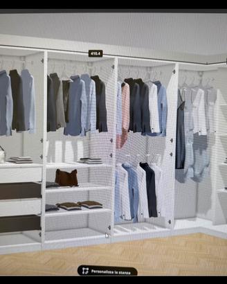 Armadio angolare Ikea bianco e grigio