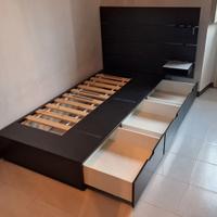 Letto IKEA NORDLI nero con testiera e materasso