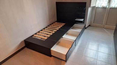 Letto IKEA NORDLI nero con testiera e materasso