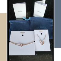 Parure Fossil collana e bracciale in acciaio 