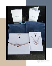 Parure Fossil collana e bracciale in acciaio 