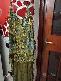 Abito lungo in paillettes verde 
