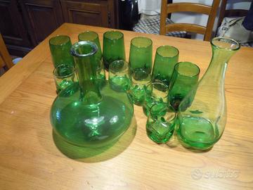 Bicchieri bottglia decanter vetro soffiato vintage