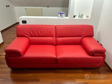 DIVANO 3 POSTI MAXI - VERA PELLE ROSSA